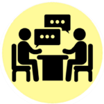 Icone : personnes qui discutent à une table.