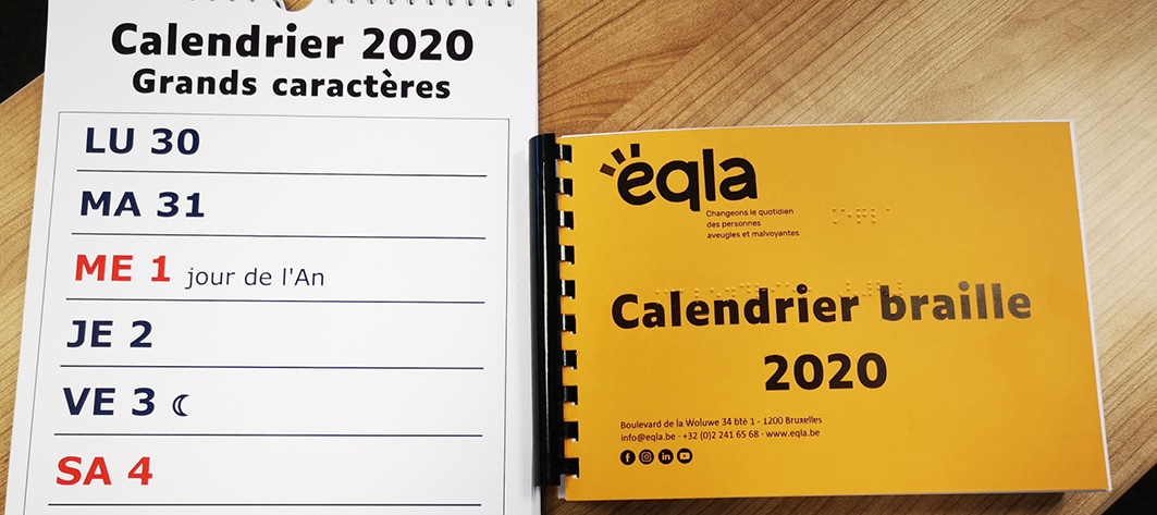 calendriers braille et grands caractères