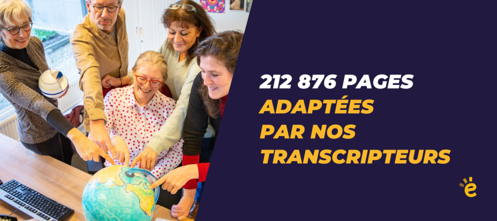 212 876 pages ont été transcrites en braille et en grands caractères